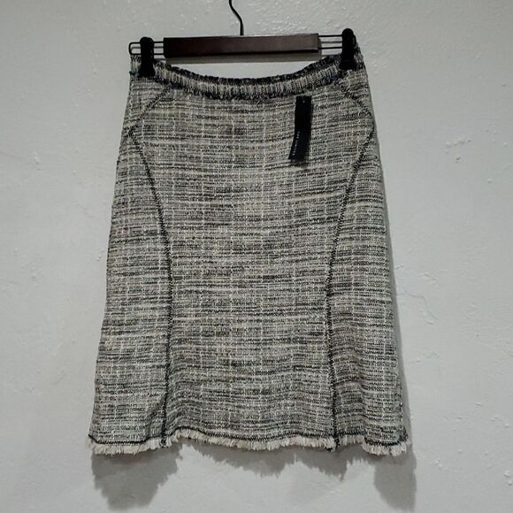 Limited Midi Skirt in Black & White with Fringe Size 2 - Picture 1 of 13